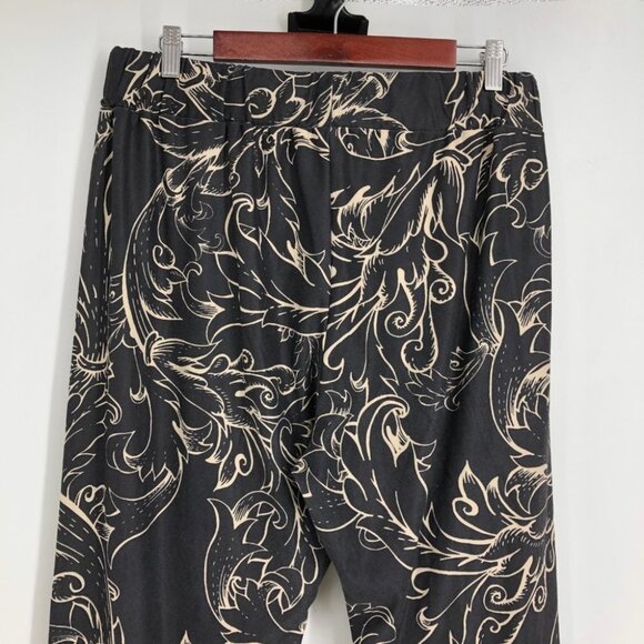 Relevate Designs Black & tan Baroque Abstract Pattern Leggings Stretchy size 1x - Picture 6 of 13